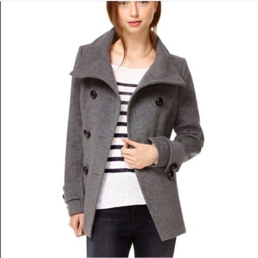 Aritzia Babaton Howell Virgin Wool Cashmere Blend Grey Double Breasted Coat